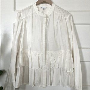 Daniel Rainn DR2 Nordstrom White Button Down with Ruffle Tiered Detail | XL